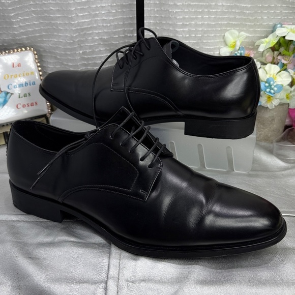(H5) Zara Men\'s Pointed Toe Black Oxford Dress Shoes,Sz 45/12 US main image 4
